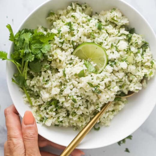 Bowl of fluffy cilantro lime rice.