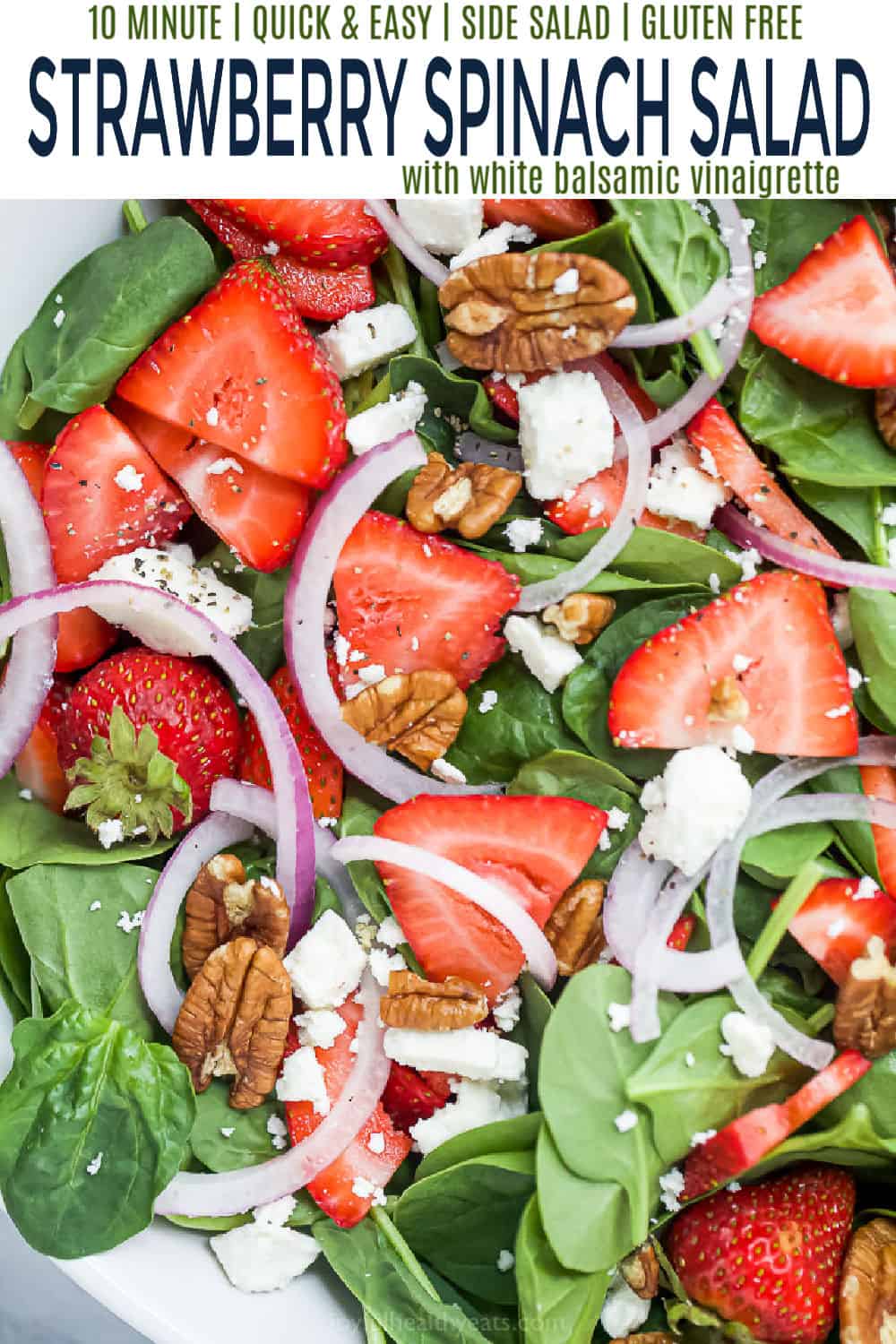 Easy 10 Minute Strawberry Spinach Salad | Spinach Salad Recipe