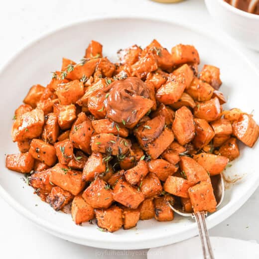 Landscape photo of sweet potato hash.