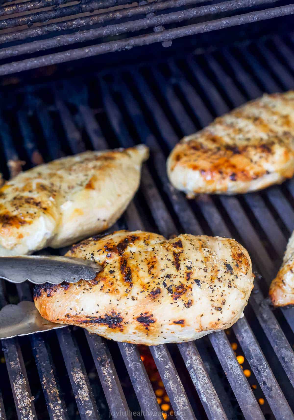 Grilling the chicken. 