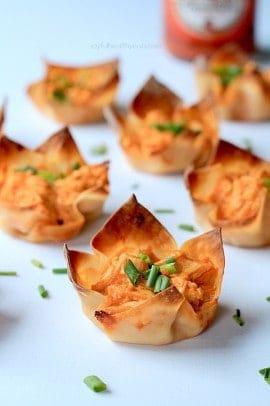 Skinny Buffalo Chicken Wonton Cups Recipe | Baked Appetizer Recipe