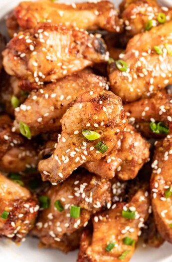 a platter of honey mustard baked chicken wings