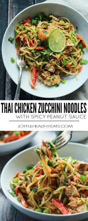 Thai Chicken Zucchini Noodles Recipe Joyful Healthy Eats