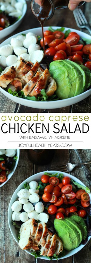 15 Minute Avocado Caprese Chicken Salad | Joyful Healthy Eats