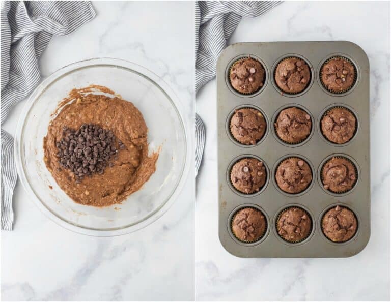 Skinny Double Chocolate Banana Muffins | Healthy Banana Muffin Recipe