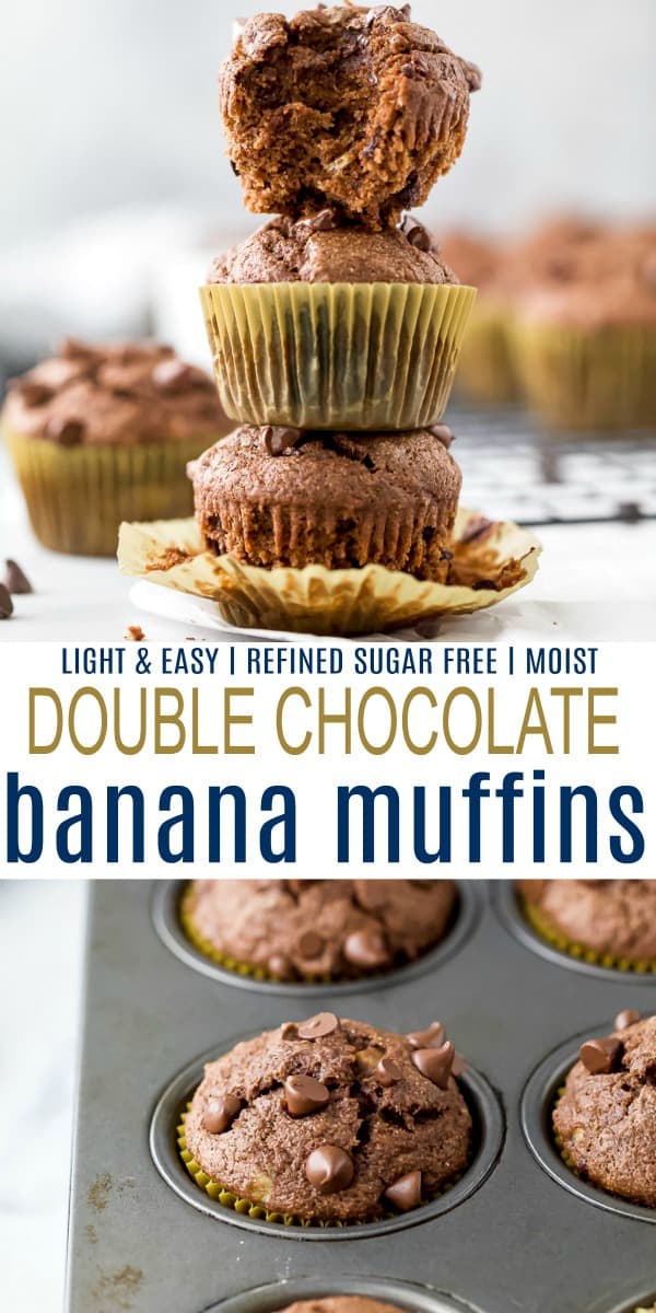 Skinny Double Chocolate Banana Muffins | Healthy Banana Muffin Recipe