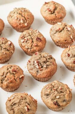 Freshly baked banana nut muffins.