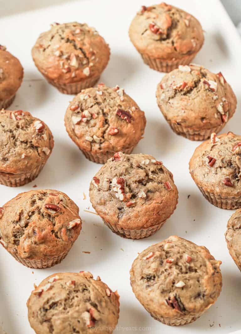 Freshly baked banana nut muffins.