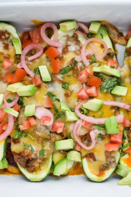 Easy Ground Beef Enchilada Zucchini Boats | Joyful Healthy Eats