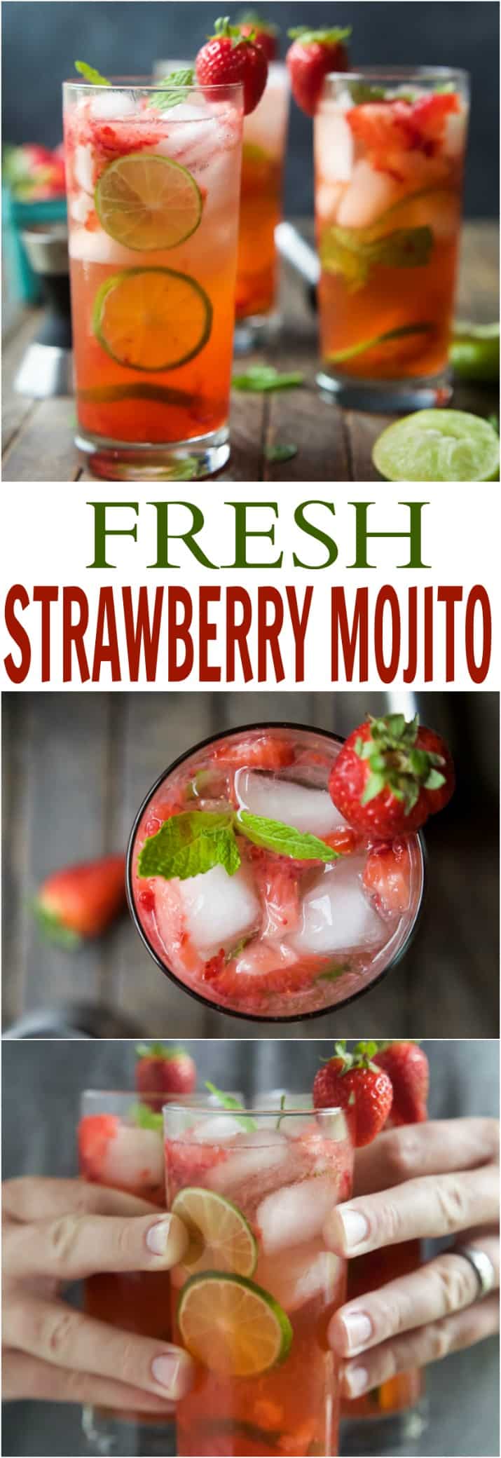 Recipe collage for Fresh Strawberry Mojito