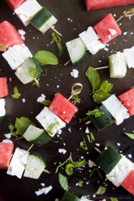 Watermelon Feta Bruschetta Skewers | Quick and Easy Appetizer