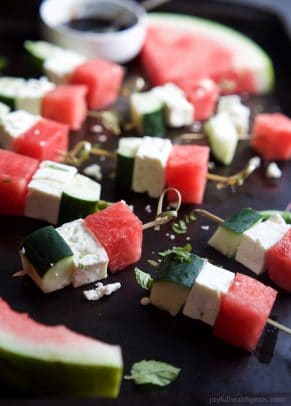 Watermelon Feta Bruschetta Skewers | Quick and Easy Appetizer