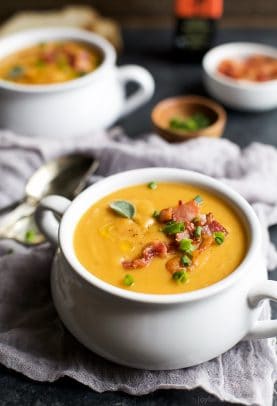 Creamy Bacon Roasted Butternut Squash Soup | Easy Healthy Recipes