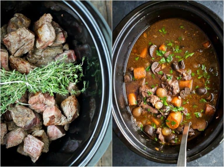 Easy Slow Cooker Beef Bourguignon | Joyful Healthy Eats