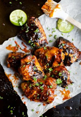 Sweet & Spicy Honey Sriracha Grilled Chicken Thighs Recipe