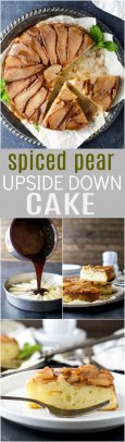 Pinterest image of Pear Upside Down Cake with Recipe Name.