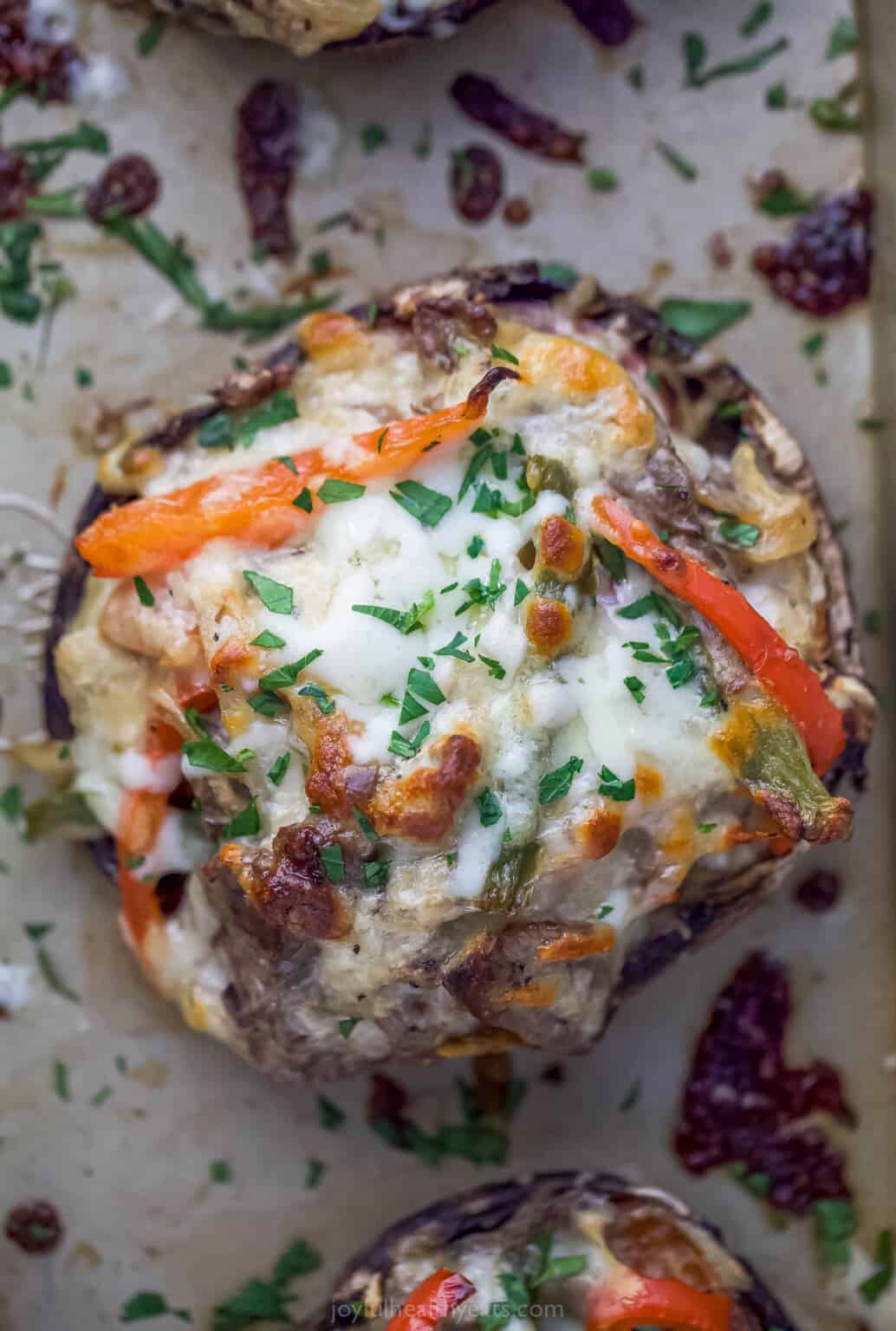 Philly Cheesesteak Stuffed Mushrooms Joyful Healthy Eats