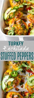 Healthy Turkey Enchilada Stuffed Peppers Recipe | Joyful Healthy Eats