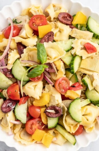 Pasta salad in a bowl.