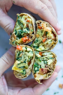 Freezer Bacon & Egg Breakfast Burritos | Healthy Make Ahead Breakfast