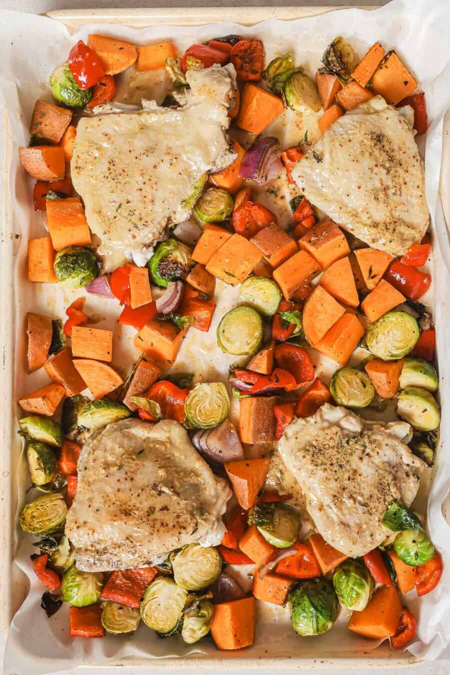 Sheet Pan Chicken Thighs Recipe | Joyful Healthy Eats