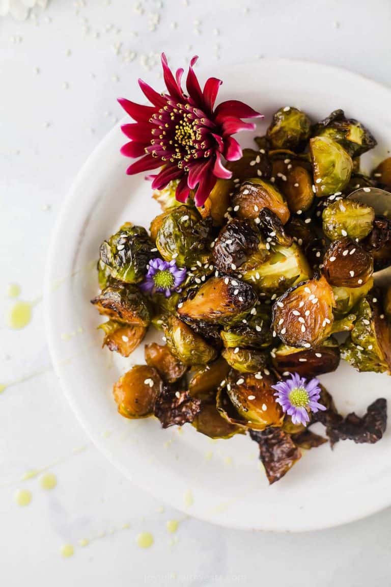 Honey Soy Oven Roasted Brussels Sprouts | Joyful Healthy Eats