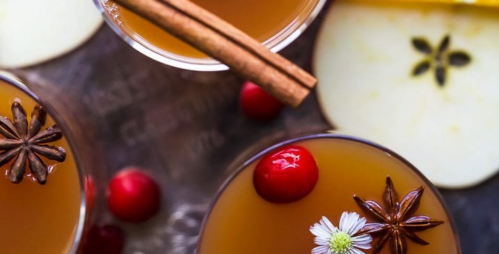 hot spiked mulled apple cider in a cup