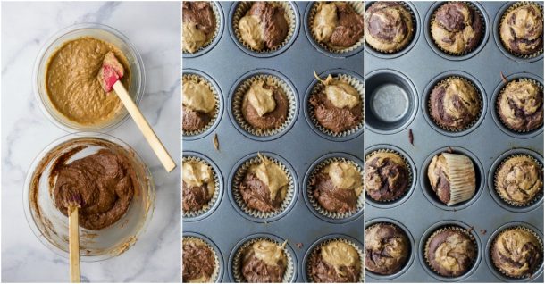 Healthy Marbled Chocolate Banana Muffins - Amazing Banana Muffins!