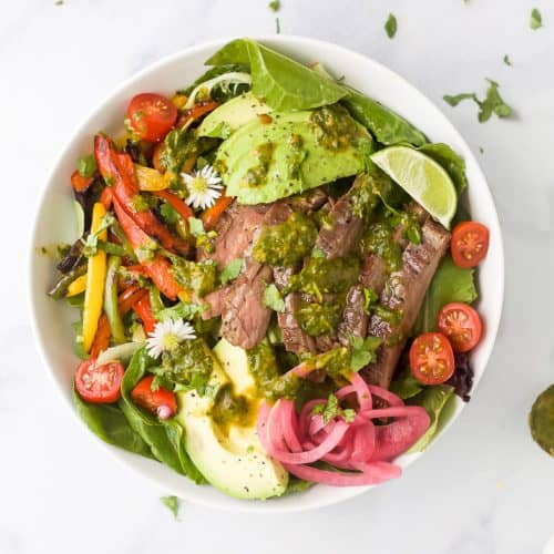 Grilled Steak Fajita Salad with Chimichurri Dressing | Joyful Healthy Eats