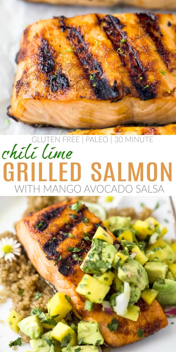 Chili Lime Salmon with Mango Avocado Salsa | Joyful Healthy Eats