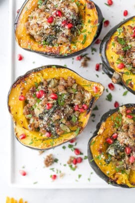 Apple Sausage Stuffed Acorn Squash | Thanksgiving Recipe