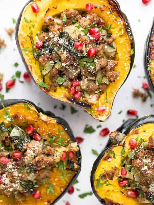 The Best Apple Sausage Stuffed Acorn Squash - Joyful Healthy Eats