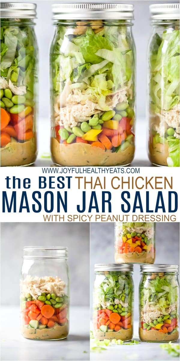 Thai Chicken Mason Jar Salad with Spicy Peanut Dressing