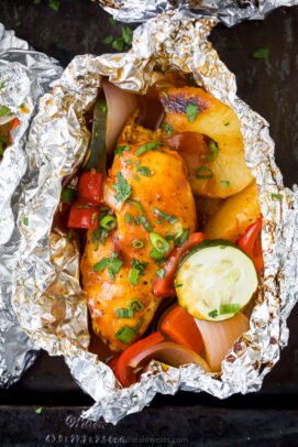 Grilled BBQ Hawaiian Chicken in Foil Packets | Joyful Healthy Eats