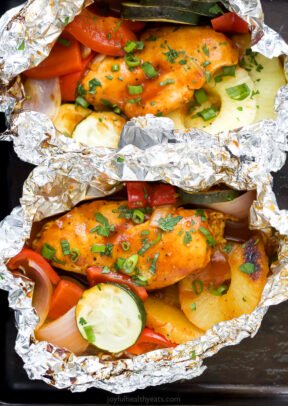 Grilled BBQ Hawaiian Chicken in Foil Packets | Joyful Healthy Eats