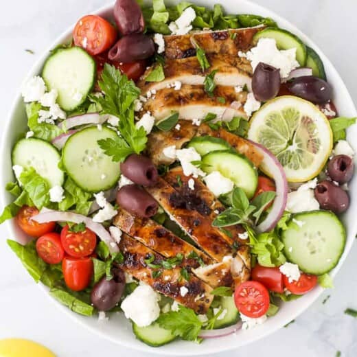 Light Greek Salad with Grilled Chicken | Greek Salad Recipe