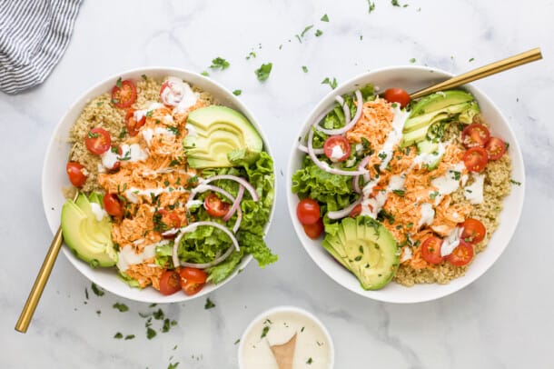 Healthy Buffalo Chicken Quinoa Bowls | Joyful Healthy Eats