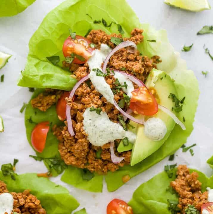 Easy Turkey Taco Lettuce Wraps With Cilantro Lime Crema 0143