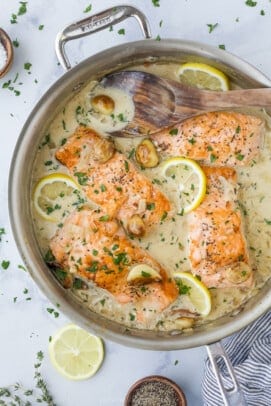 Salmon Recipe With Garlic Cream Sauce | Joyful Healthy Eats