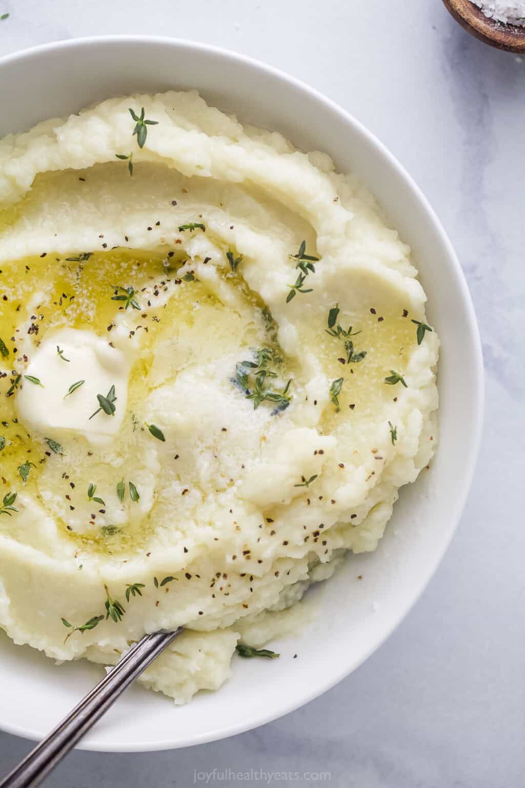 Easy 3 Ingredient Mashed Cauliflower | Joyful Healthy Eats