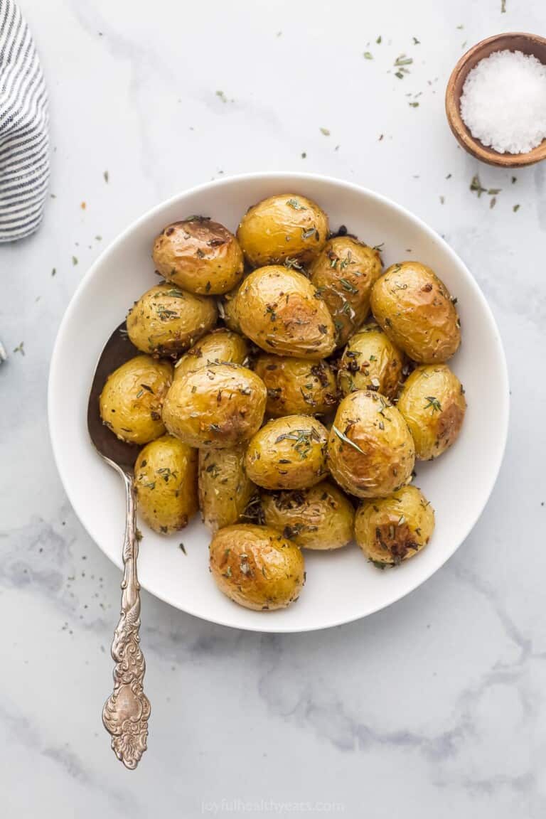 Crispy Oven-Roasted Garlic Herb Potatoes | Joyful Healthy Eats