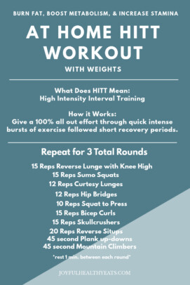 At Home HIIT Workout with weights | Joyful Healthy Eats