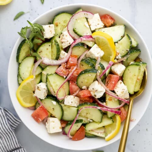 Fresh Cucumber Tomato Feta Salad | Joyful Healthy Eats