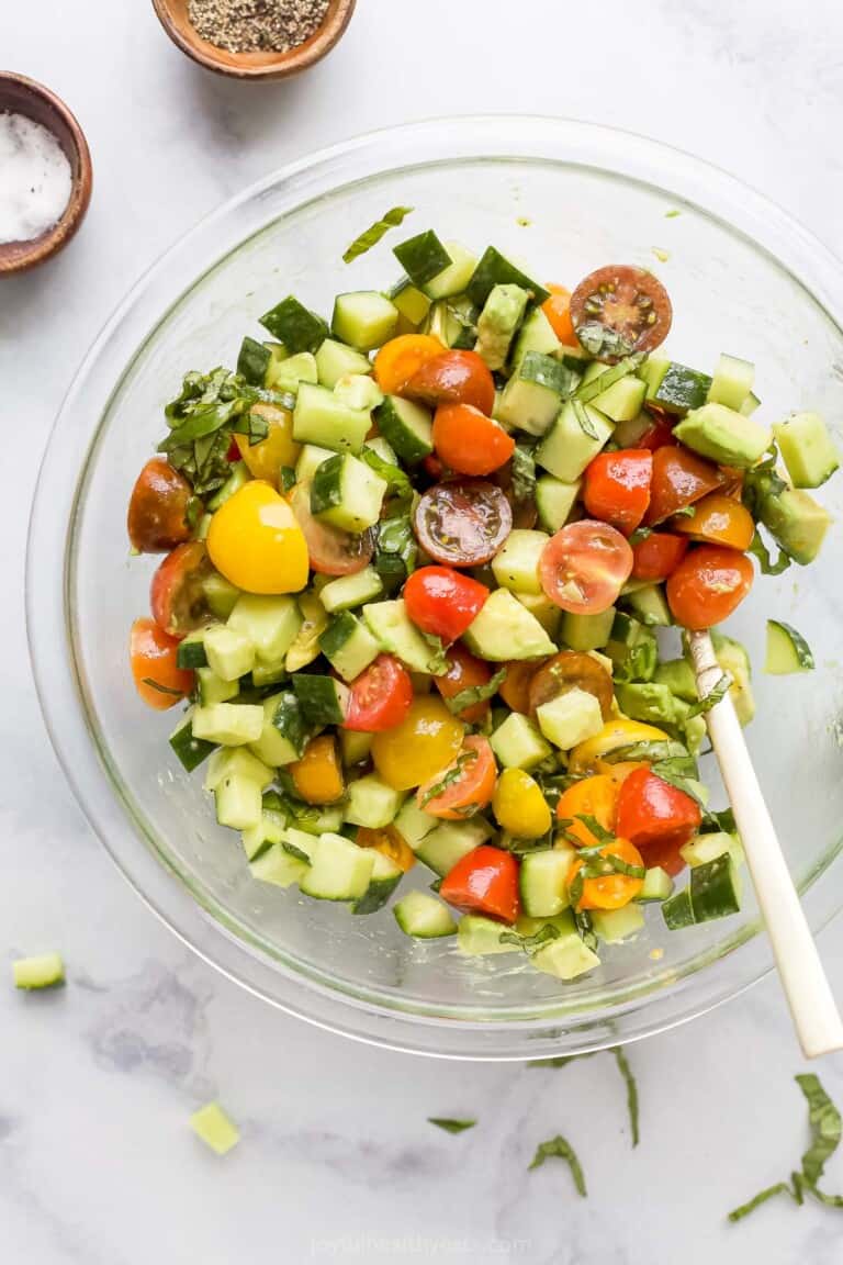 Refreshing Avocado Tomato Cucumber Salad | Joyful Healthy Eats