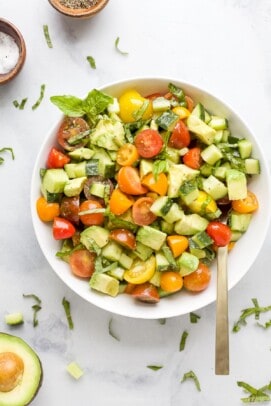 Refreshing Avocado Tomato Cucumber Salad | Joyful Healthy Eats