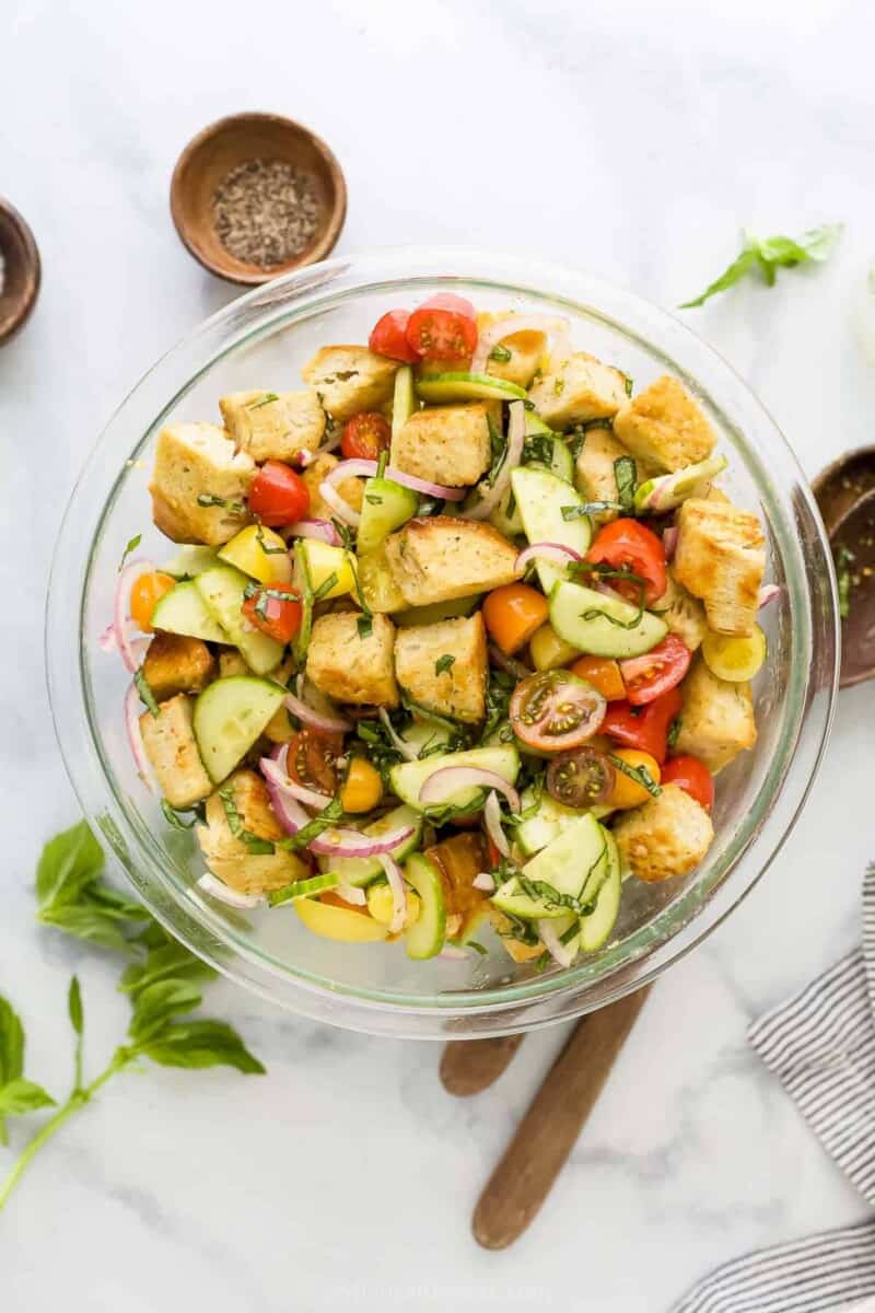 Fresh Tomato Panzanella Salad | Joyful Healthy Eats