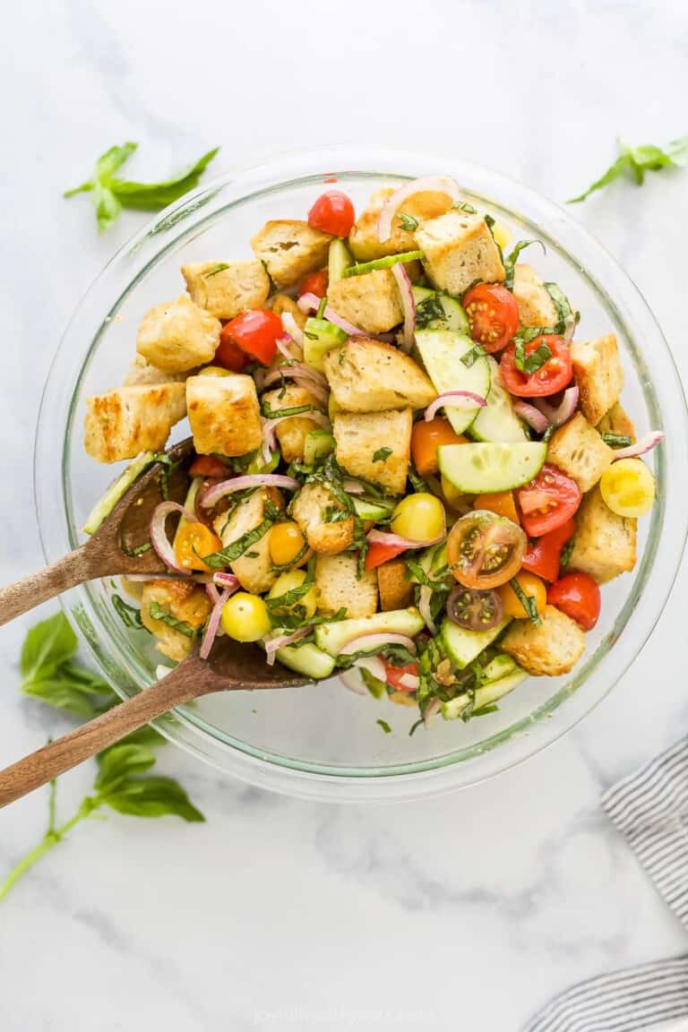 Fresh Tomato Panzanella Salad | Joyful Healthy Eats