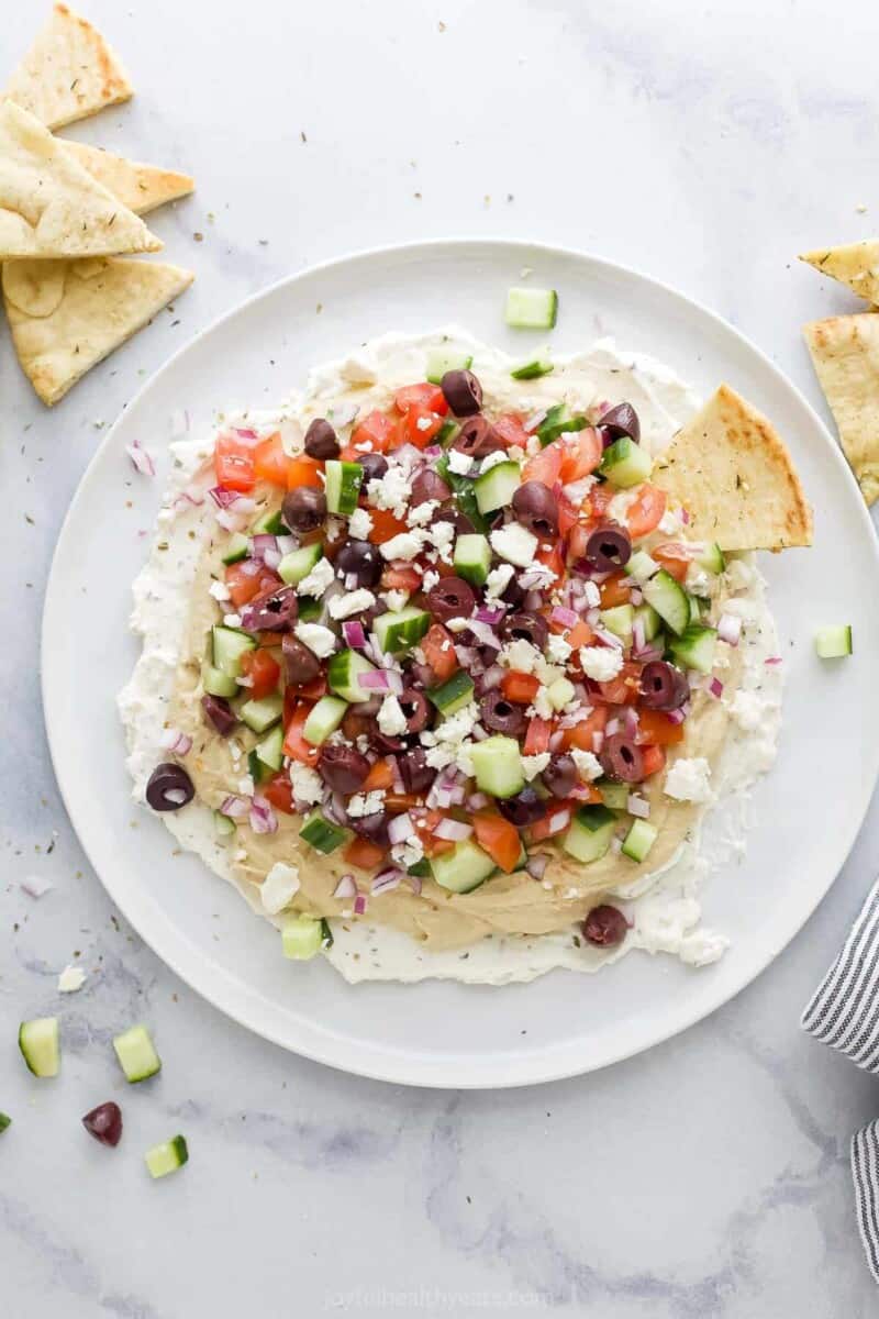 Mediterranean 7 Layer Dip | Joyful Healthy Eats