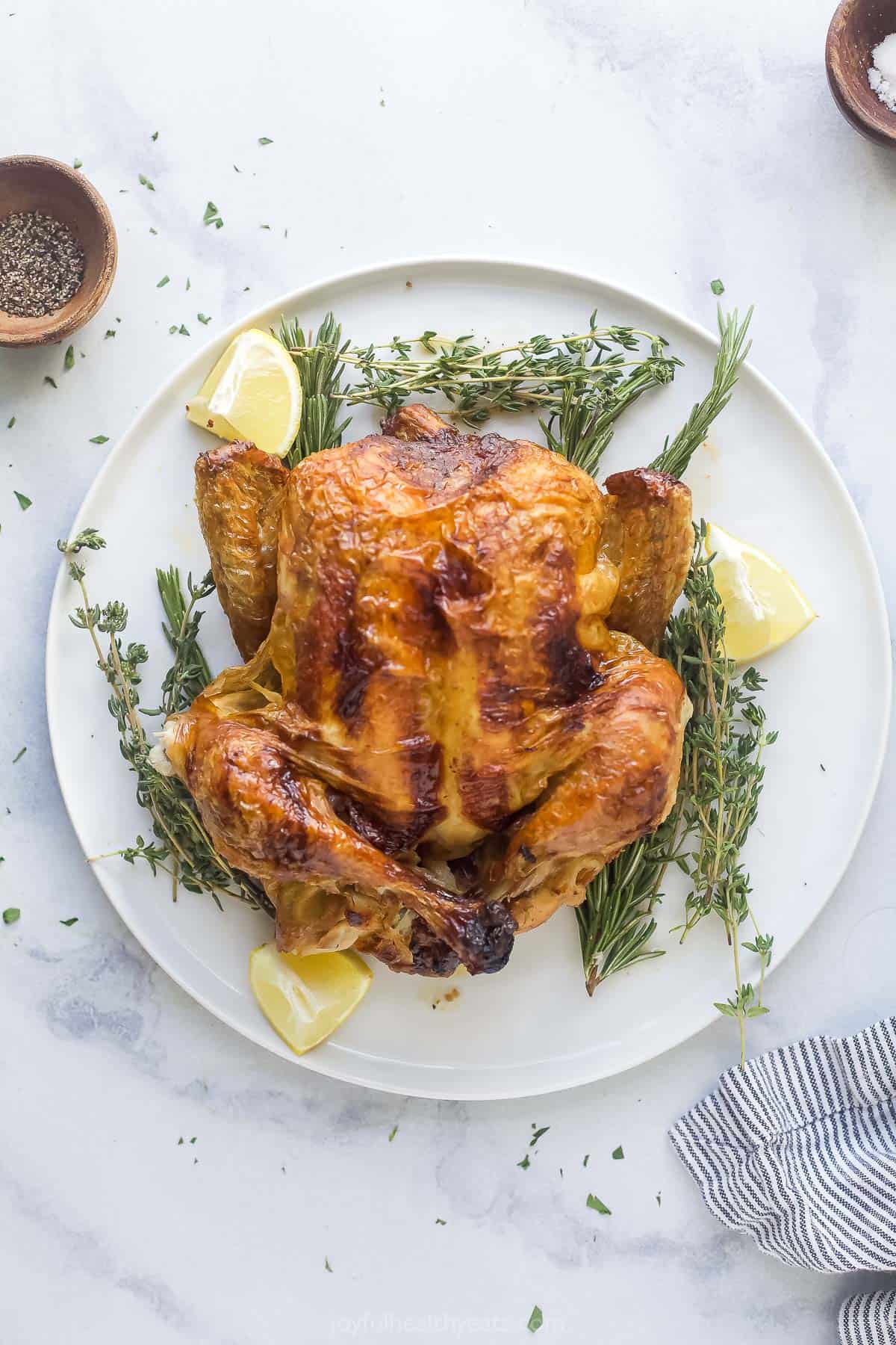 Whole Roasted Chicken with Potatoes (One Pan Recipe) - Foolproof