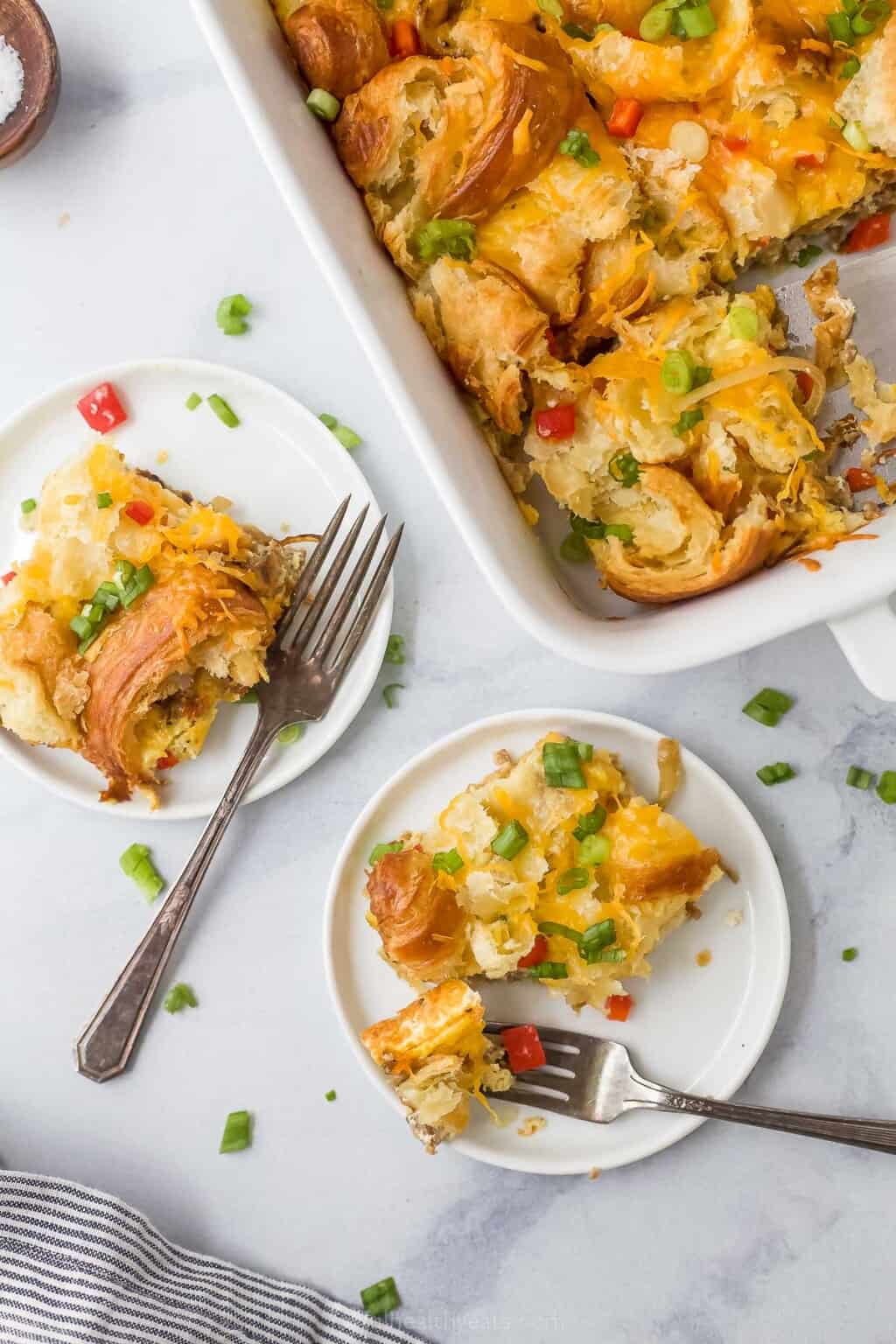 Croissant Breakfast Casserole With Sausage Joyful Healthy Eats